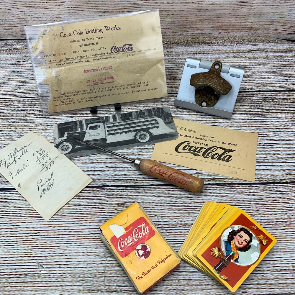 Vintage Coca‎ Cola Advertising Ephemera Lot 1917-1935 Documents Cards Opener